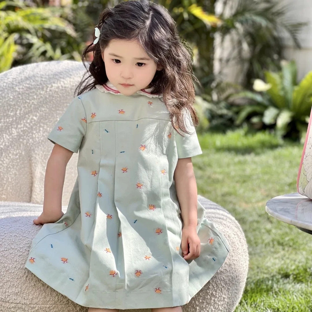2025 Spring/Summer New Children's Cotton Satin Digital Direct Spray Printed Chicken Pattern Dress