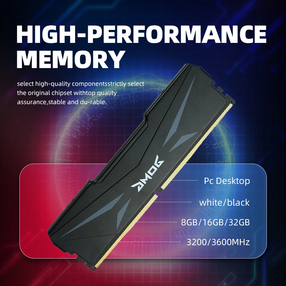 GMOG DDR4 8GB 16GB 32GB Memory RAM 3200HMz 3600HMz Desktop Memory With Heat Sink DDR4 RAM PC DIMM 1.2V 288Pin