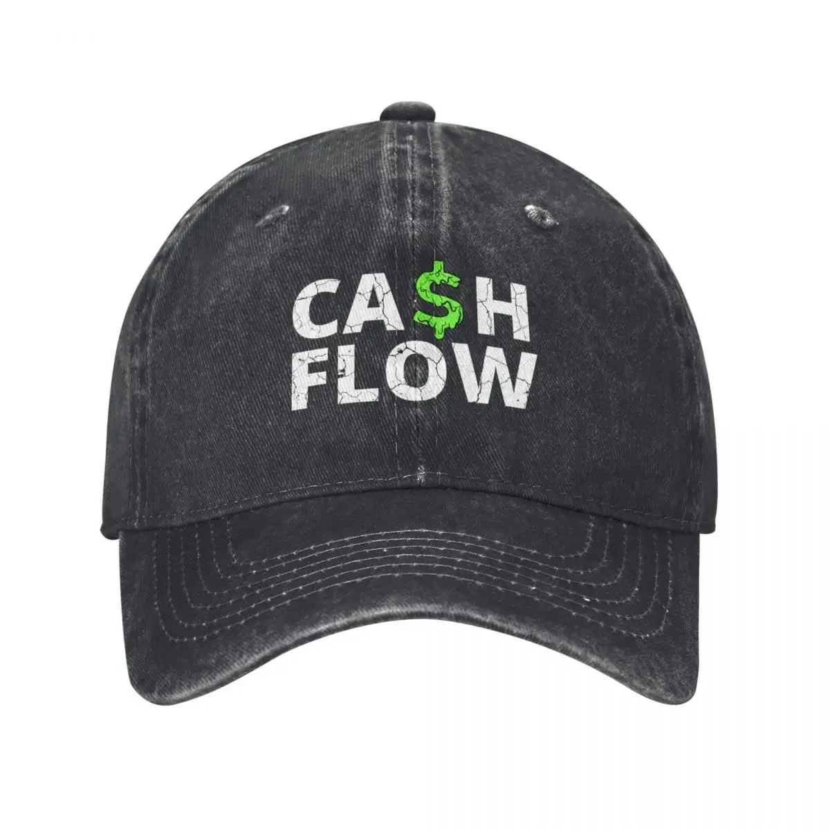 Cash Flow green distressed Baseball Cap black Trucker Cap fishing hat Women's 2025 Men's