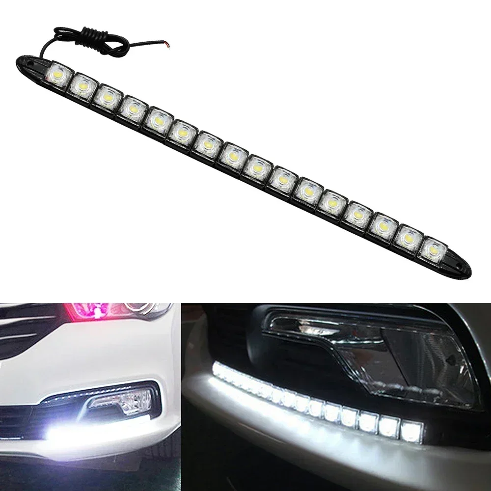 Luz DRL impermeable 6/8/10LED para coches, luz de circulación diurna Flexible decorativa para coche, tira de conducción, faro de estilo