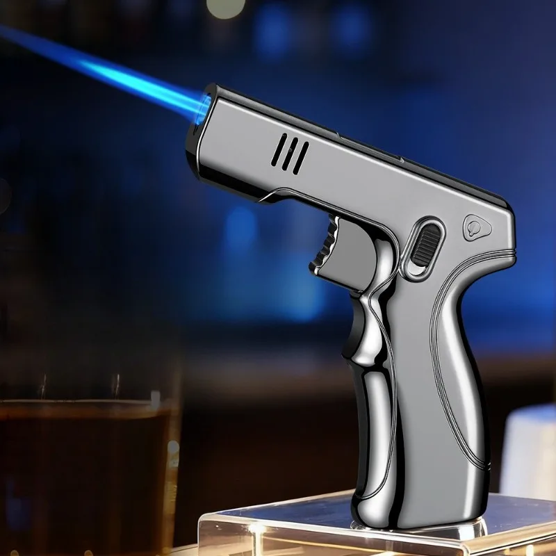 1300° High Temperature Spray Gun Butane Gas Turbine Torch Lighter Safety Lock Fire Switch Outdoor Kitchen Cigar Lighters Smoking