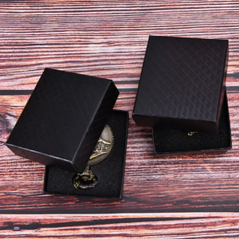 1pc Simple Pocket Watch Box Case Black Cardboard Cases Gifts Watch Leather Box