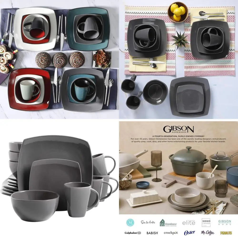 

Gibson Soho Reactive Glaze Grey Dinner Set, 16-Piece, for 4 People