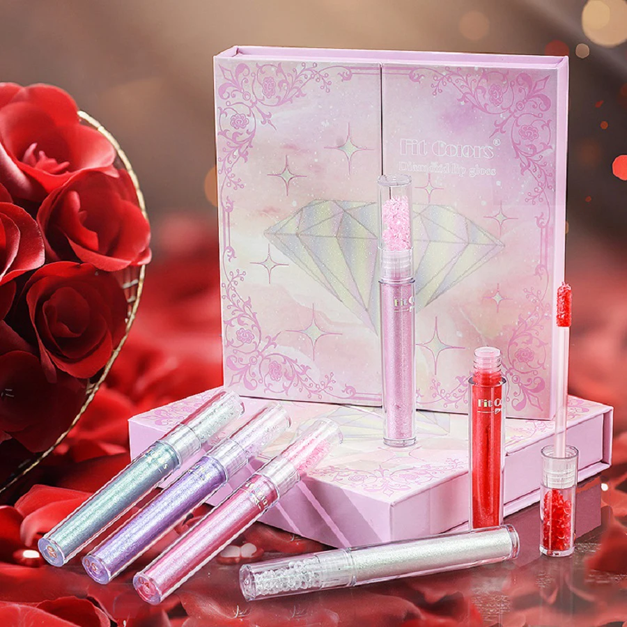 Set di lucidalabbra scintillanti da 6 pezzi con lucentezza naturale durevole e set di lucidalabbra non appiccicosa