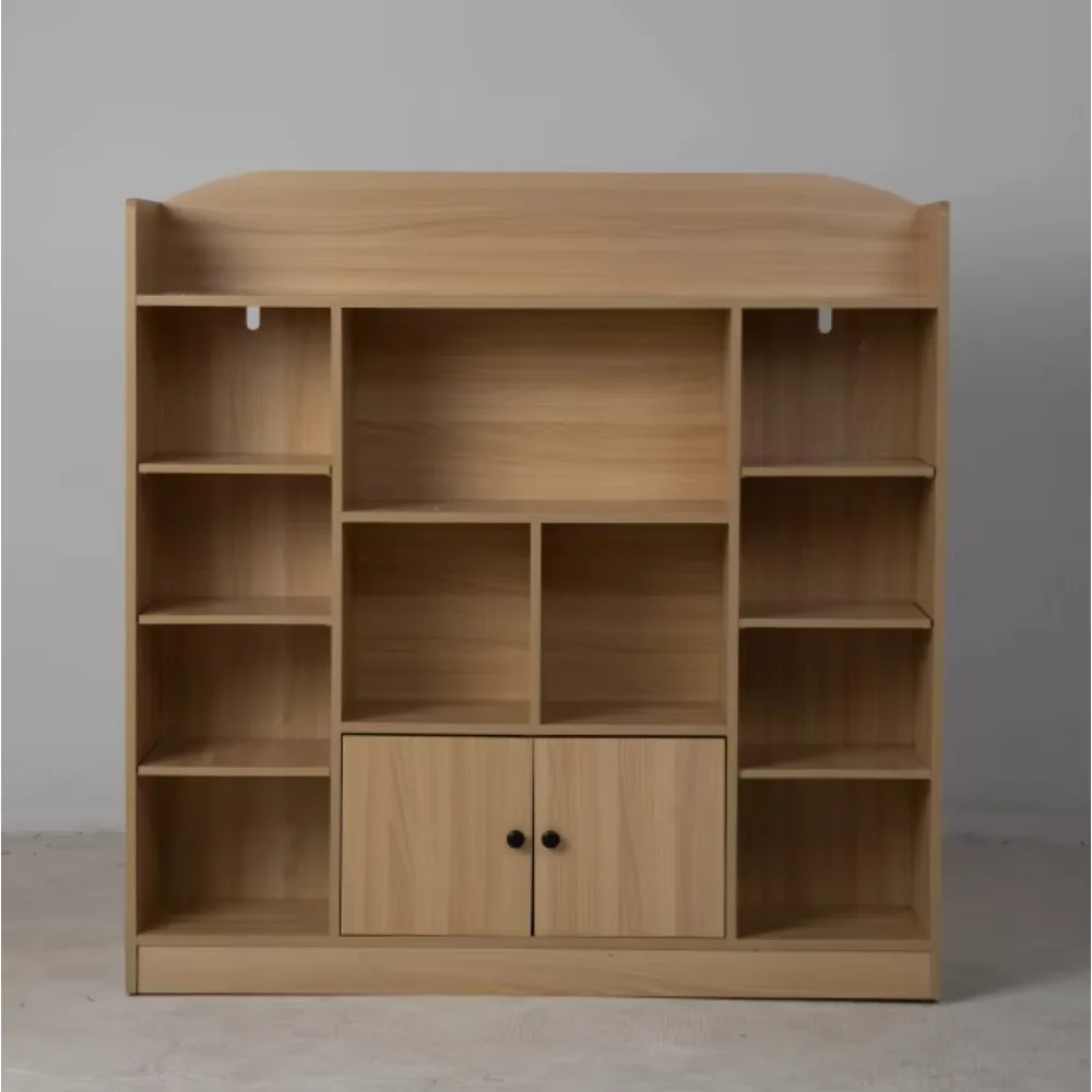 

Книжный шкаф из МДФ современного дизайна для домашнего офиса или спальни, книжный шкаф с натуральной отделкой для домашнего офиса, шкаф для хранения с двумя дверцами, полка