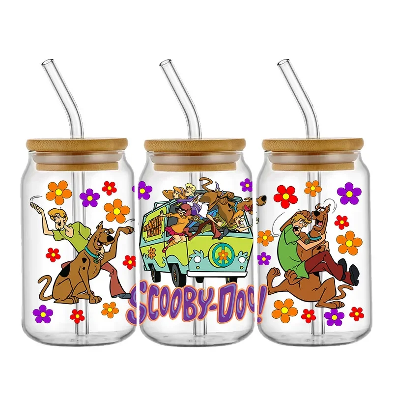 Personalize 16oz UV DTF Sticker Cartoon Scoobydoo Cups Wrap Transfer Sticker 16OZ Glass bottle Custom Label DIY Logo Waterproof