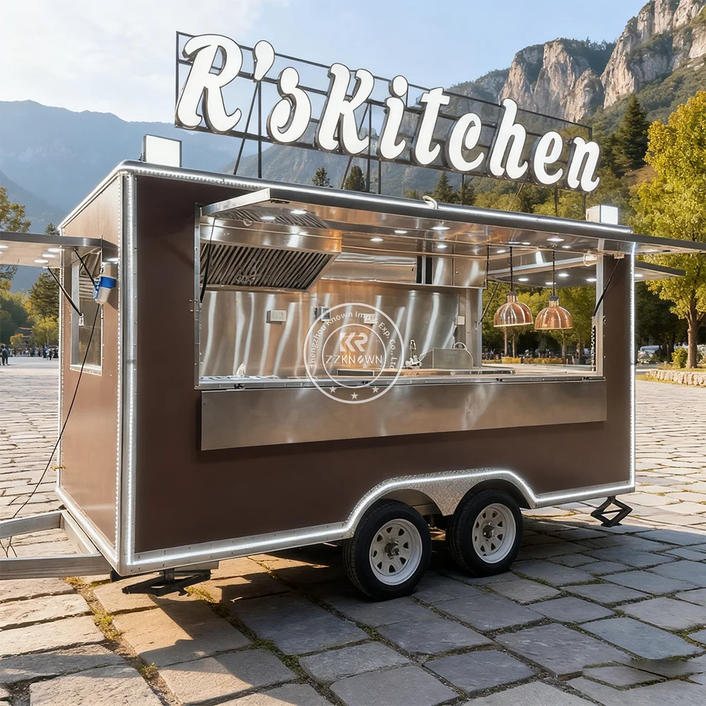 

Multifunctional New Design Trailer Type Full Stainless Steel Hot Dog Carts Food Vending Cart for Sale US
