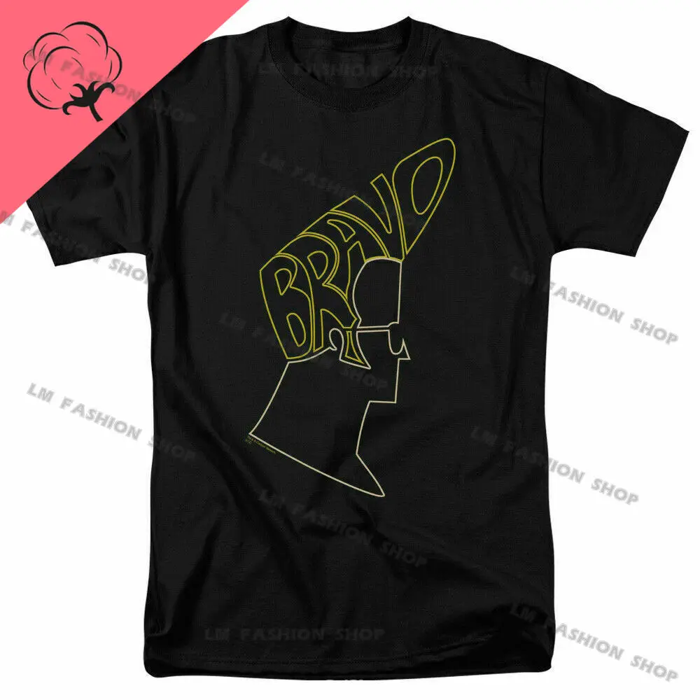 Johnny Bravo Bravo Hair Women and Men Clothing Cotton Printed T Shirt Men Licensed Cartoon Merch Whoa Mama! Black