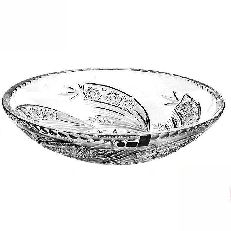 Crystal glass high-grade hand-carved large dried fruit plate ornament