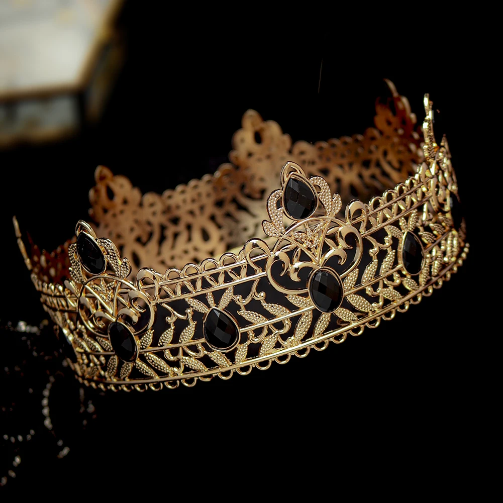 Klassische Legierung Runde Krone Strass König & Königin Tiara Ornament Braut Hochzeit Party Anlass Festliches Kleid Haaraccessoires – Detail 5