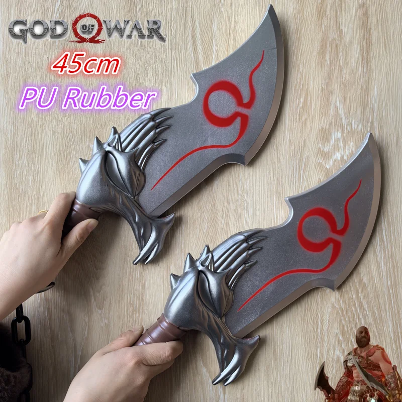 Home Decor 1:1 Cosplay God of War 4 War Beast Axe Rune Edition Chaos Twin Blades Ghost Axe sword Role Cos Axe PU Boy toy sword