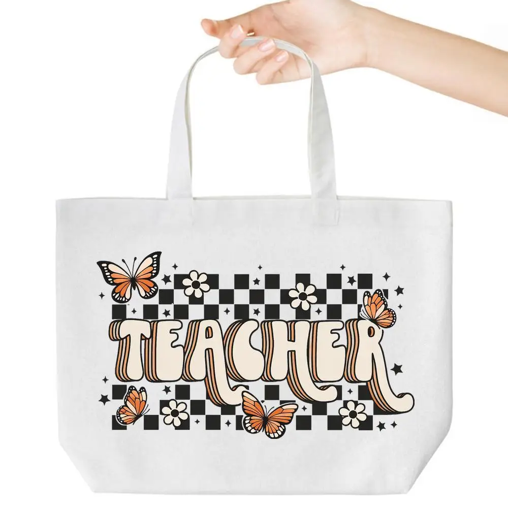 

Retro Floral Teacher Tote. Perfect for back-to-school & appreciation. A charming educator's bag.