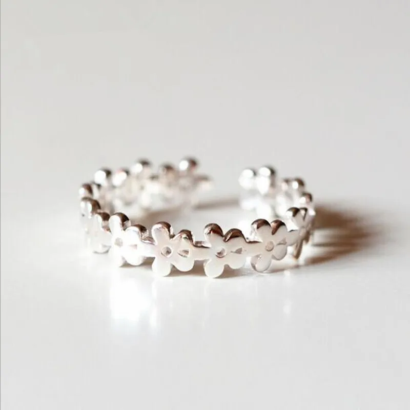 

Новые простые популярные креативные ювелирные изделия из стерлингового серебра 925 пробы, милые темпераментные цветы, модные открывающиеся кольца R026