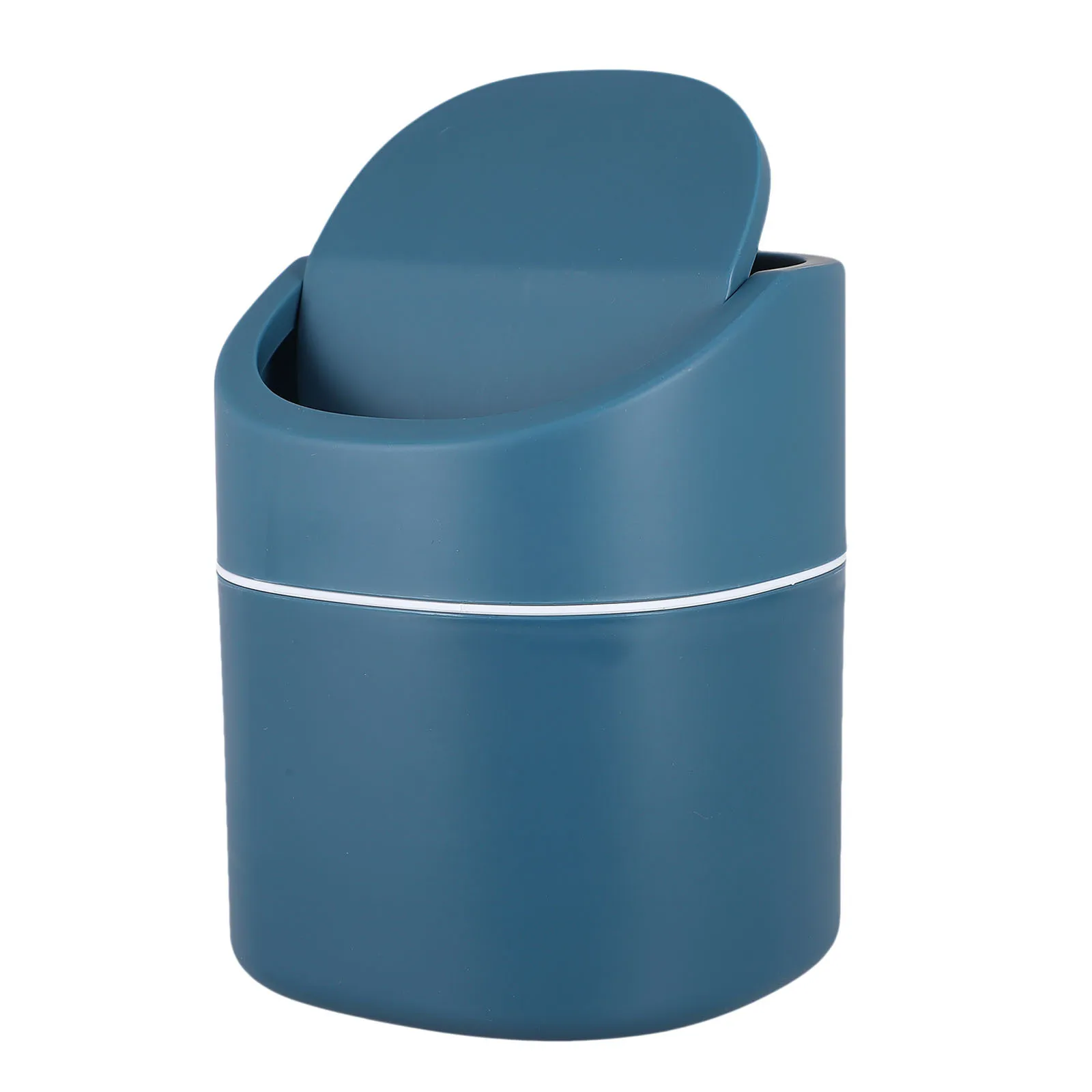 

1Pcs Mini Trash Bin Dark Blue Creative Design Odor Isolating Lid Desktop Countertop Tabletop Cabinet Garbage Container with