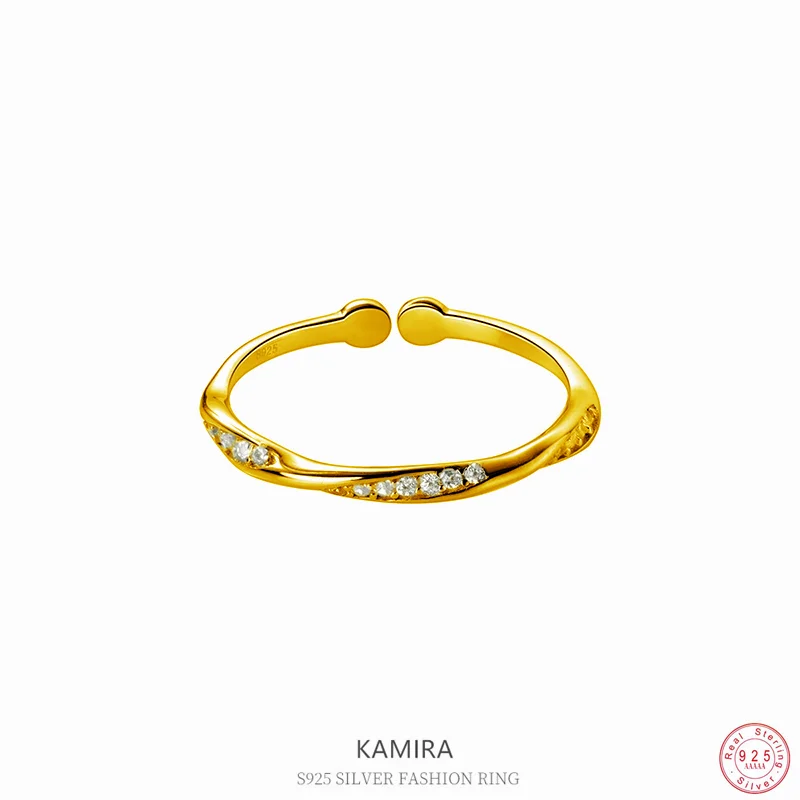 

KAMIRA стерлингового серебра 925 пробы, элегантные простые кольца с открытым пальцем и цирконием для женщин, модные нежные повседневные нежные ювелирные изделия, подарки