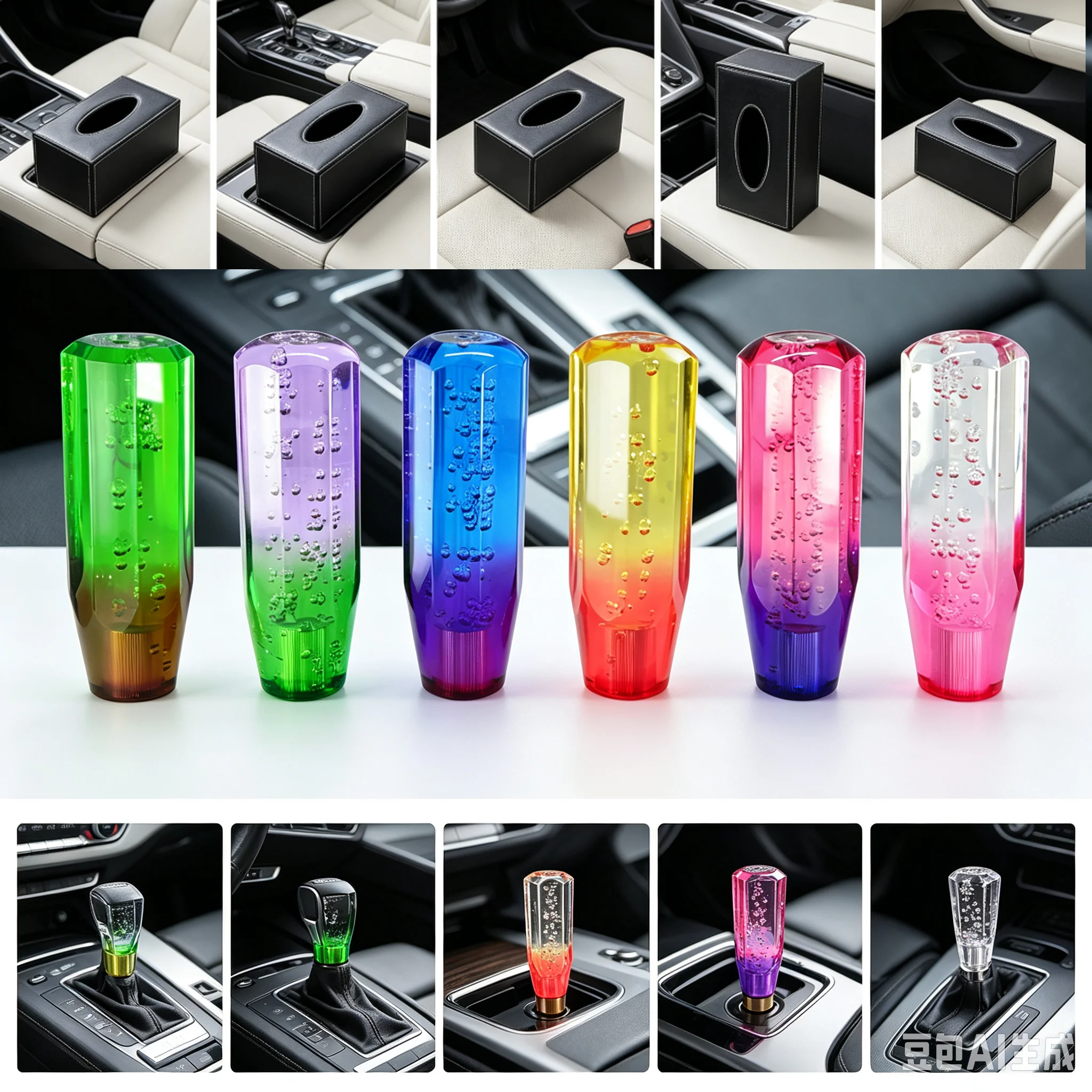 Universal 15cm Car Resin Shift Knob Two Colors Multicolor Gear Shift Knob Crystal Bubble Gear Shift Knob Colorful Shifter Lever