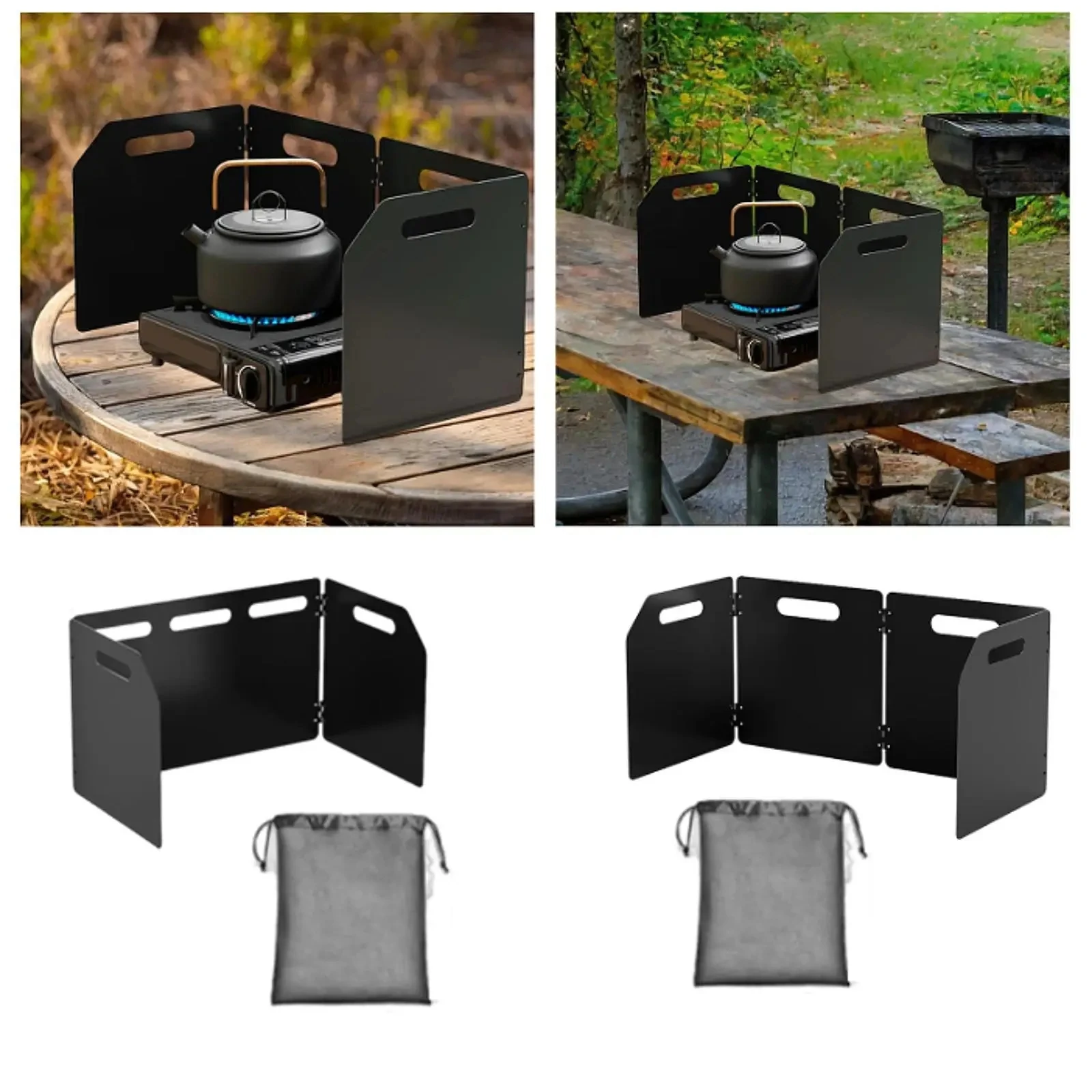 屋外ガスストーブ風防、バーナーヘッド風防、キャンプフェンス、ガス風防、折りたたみ式ポータブル風防