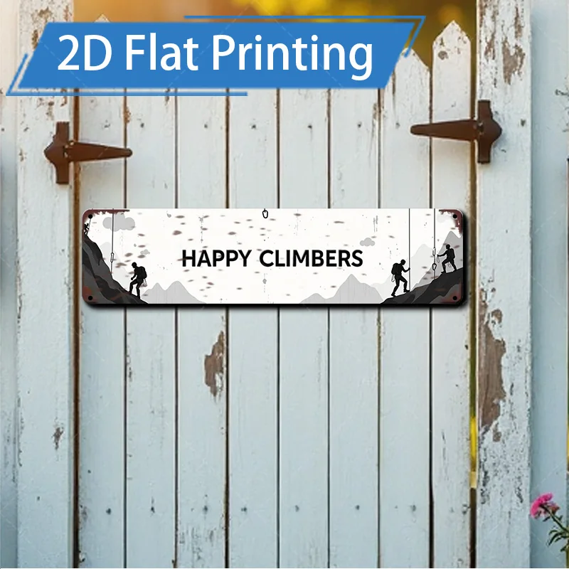 1 قطعة علامة معدنية مقاس 4 × 16 بوصة "علامة معدنية مطبوعة مسطحة ثنائية الأبعاد لتزيين مشهد الجبال الريفية" #1