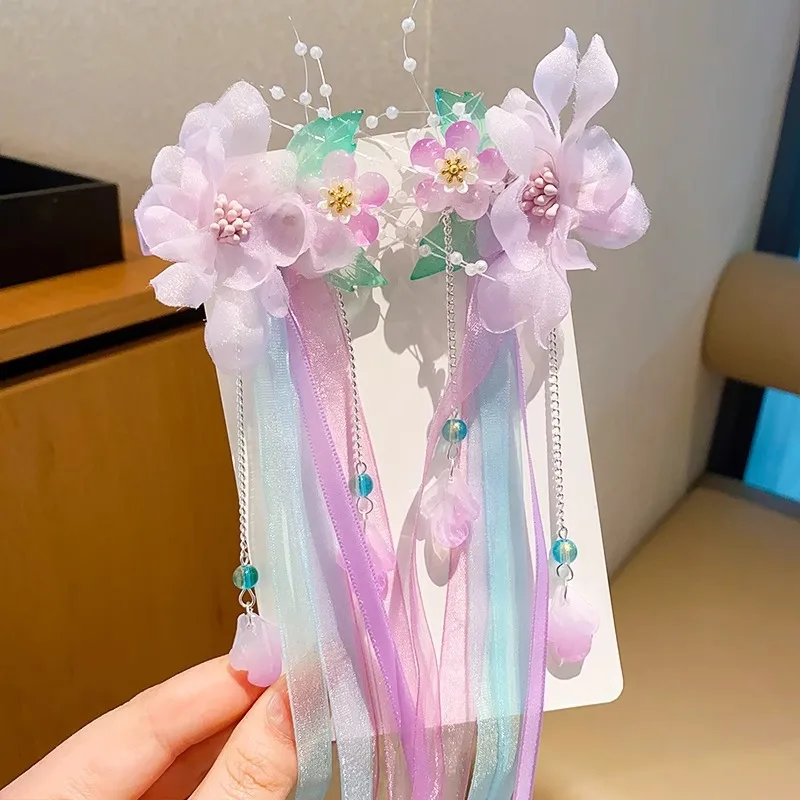 Antique Super Fairy Long Streamer Hair Clip for Children Princess Butterfly Edge Clip Chinese Style Hair Accessories for Girls