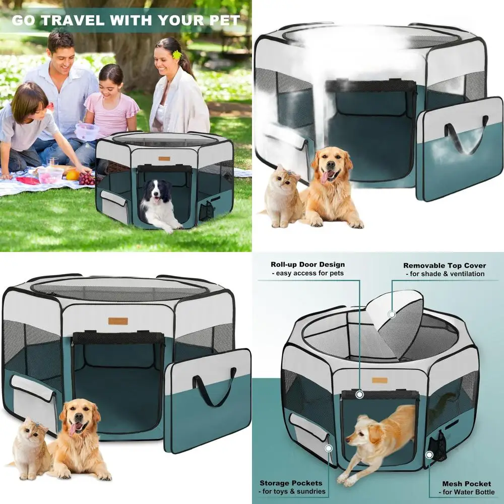 

Портативный манеж для собак, щенков, кошек, кроликов и кур - большой вместимости, подходит для использования в помещении и на улице, для путешествий