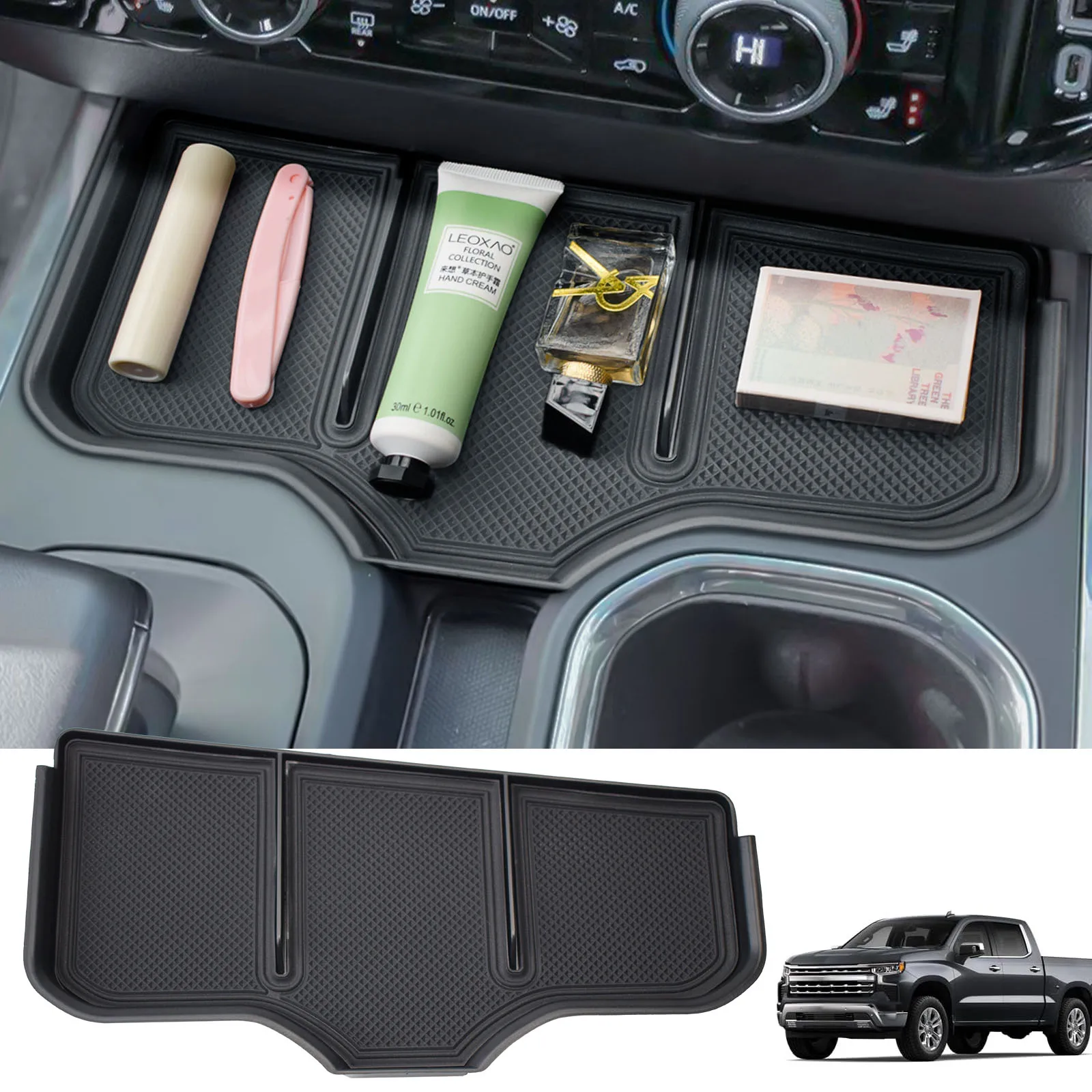 

RUNROAD For 2023-2025 Chevy Silverado 1500 Car Middle Center Console Organizer Tray Armrest Storage Car Box Interior Accessories
