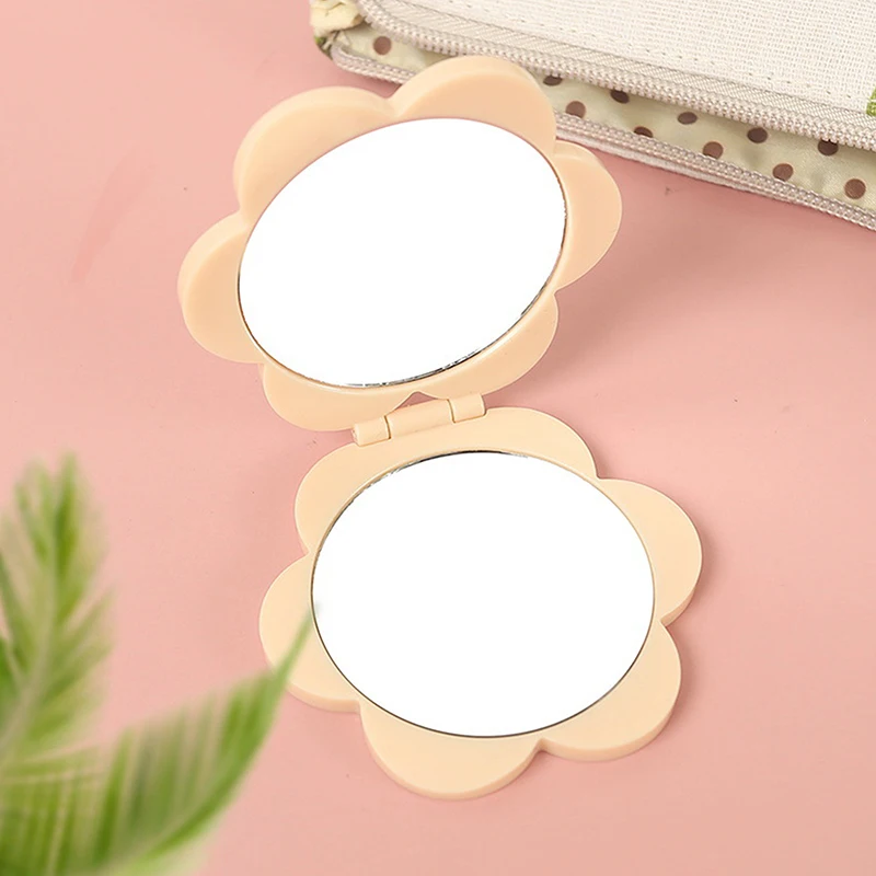 Portable Double-sided Folding Makeup Mirror Flower Mirror Pocket Compact Dressing Table Handheld Mirror Student Mirror