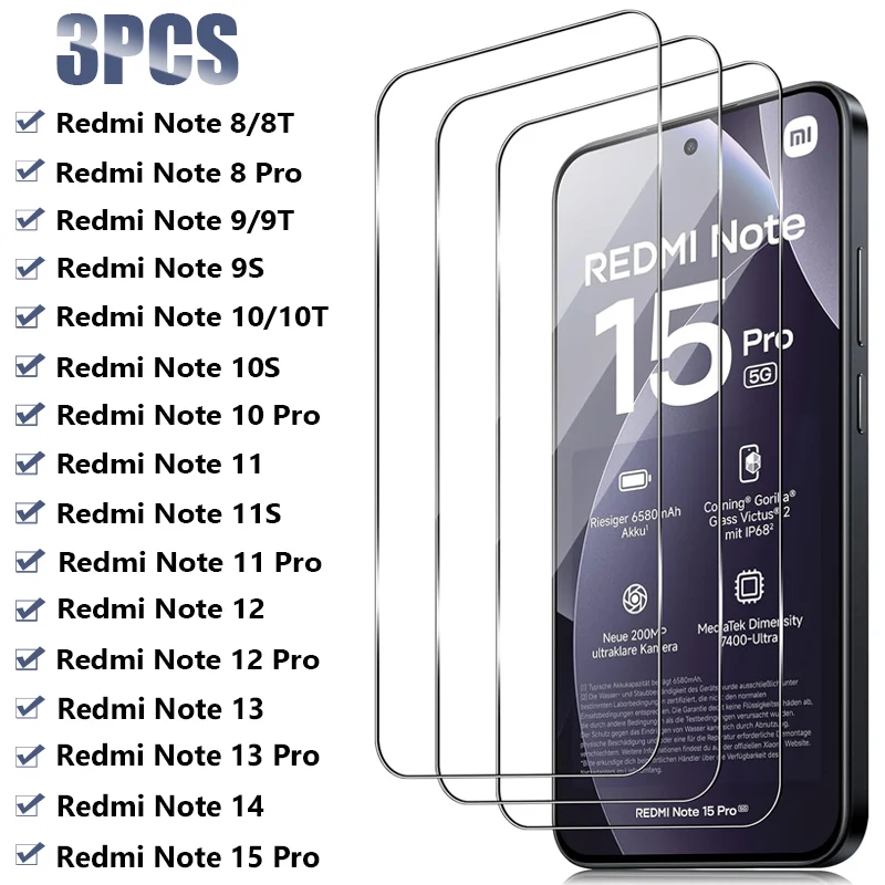 3PCS Tempered Glass…