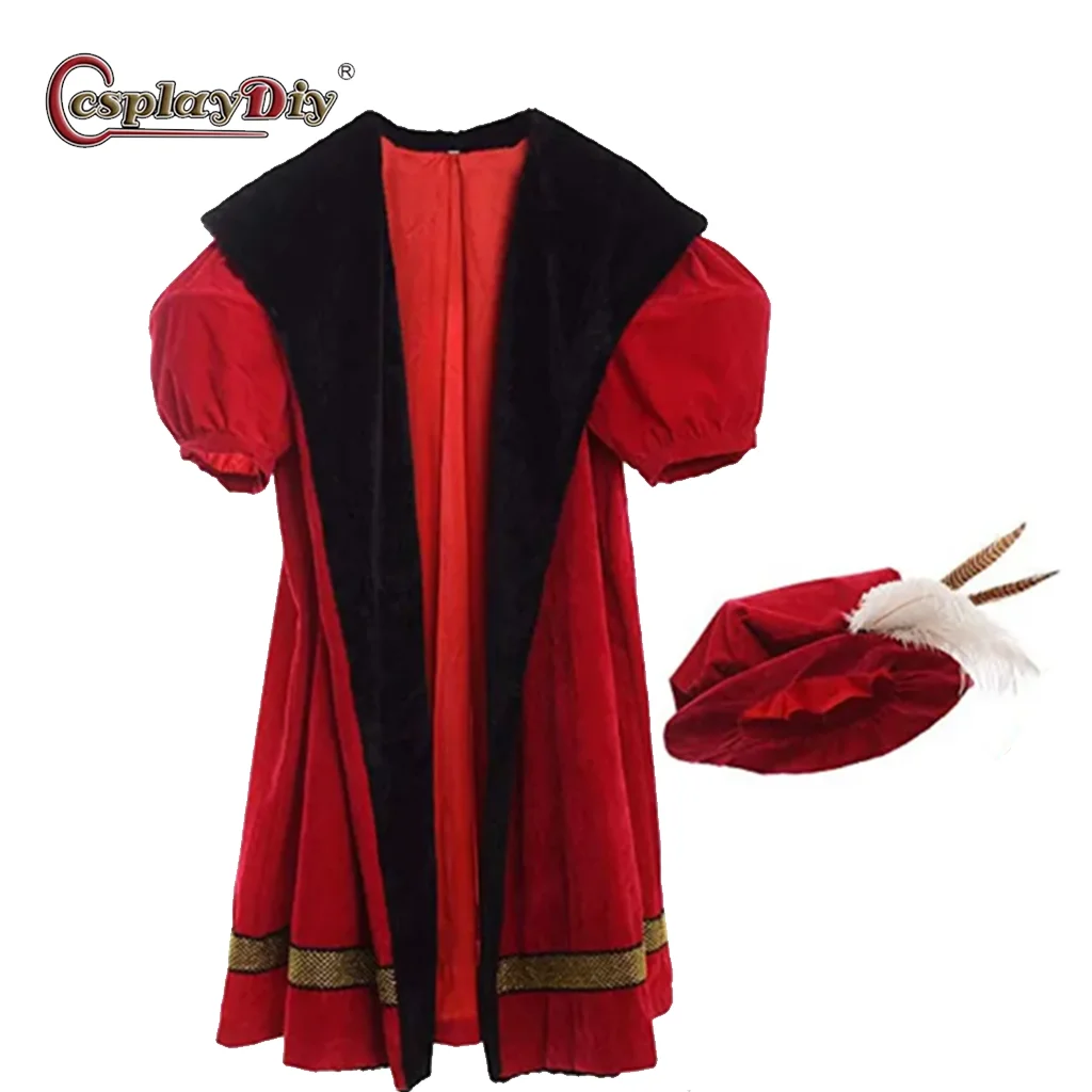 

Cosplaydiy King Henry VIII Cosplay Adult Men Tudor Cape Cloak Hat Men Warm Jacket Coat Renaissance European Style Coat Custom