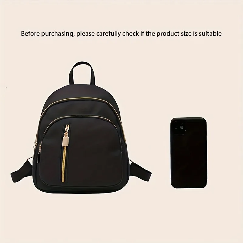 Stylish Black Nylon Street Backpack for Women, Multiple Pockets, Adjustable Shoulder Straps, Perfect for Travel and Daily Use