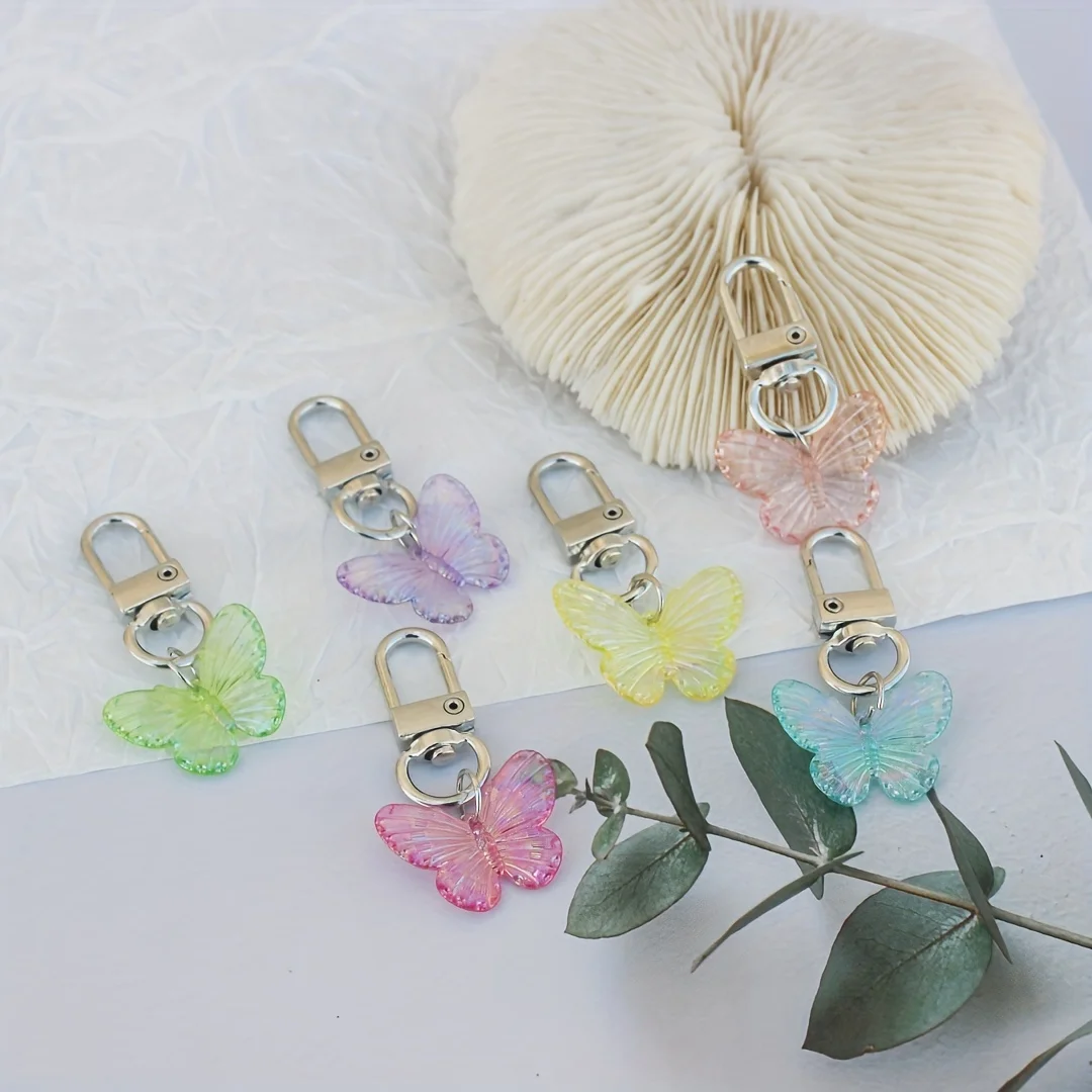 Colorful Acrylic Butterfly Keychain Bag Headphone Pendant Party Gift for Women