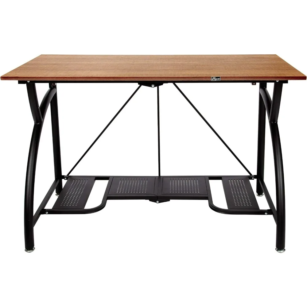 

Folding Computer Desk for Office Study Students Bedroom Home Gaming and Craft - Space Saving Foldable Desk Table, Fits Dual Mon