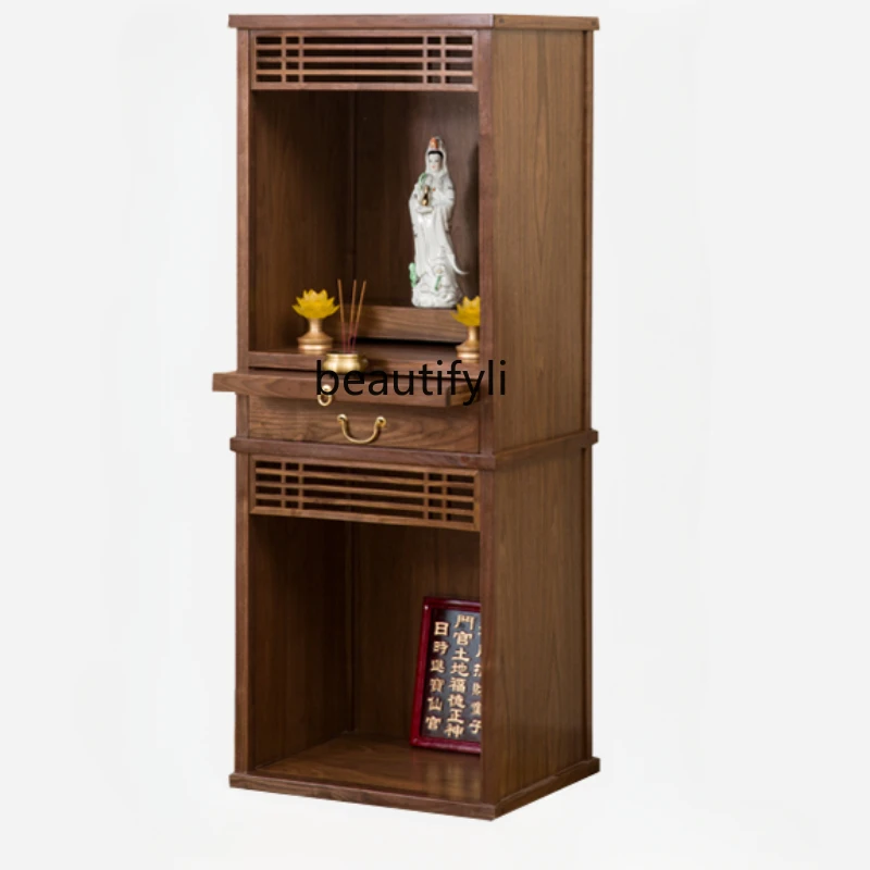 

Black Walnut Double-Layer Solid Wood Altar Cabinet Buddha Niche Altar Buddha Shrine Household Modern God of Wealth Cabinet