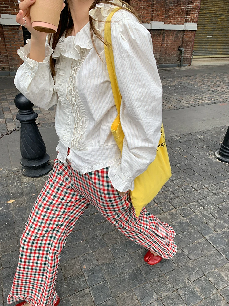 Csa de Manga Larga a Rayas Blancas para Mujer, Primavera 2024, Nuevo Estilo, Talla Pequeña, Ropa de Primavera, Estilo Casu...