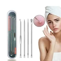 Juego de Herramientas de limpieza facial para el cuidado de la piel, Extractor de espinillas y acné, productos para el cuidado de la piel, 4 piezas