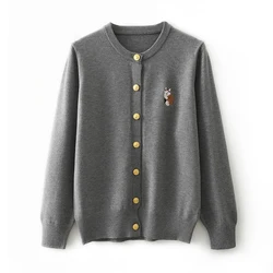 2024 Spring Autumn Cashmere Cardigan Female O-Neck  Sweater Women Knitted Cashmere Cardigan Embroidered Coat cashmere Women