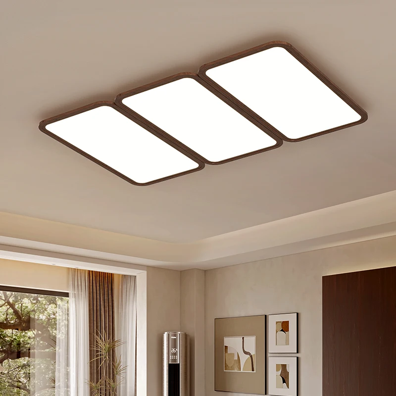 Walnut Wood Color LED Ceiling Lights For Living Room 2026 New Model Piano Key Full Spectrum Eye-protecting Lighting Fixture