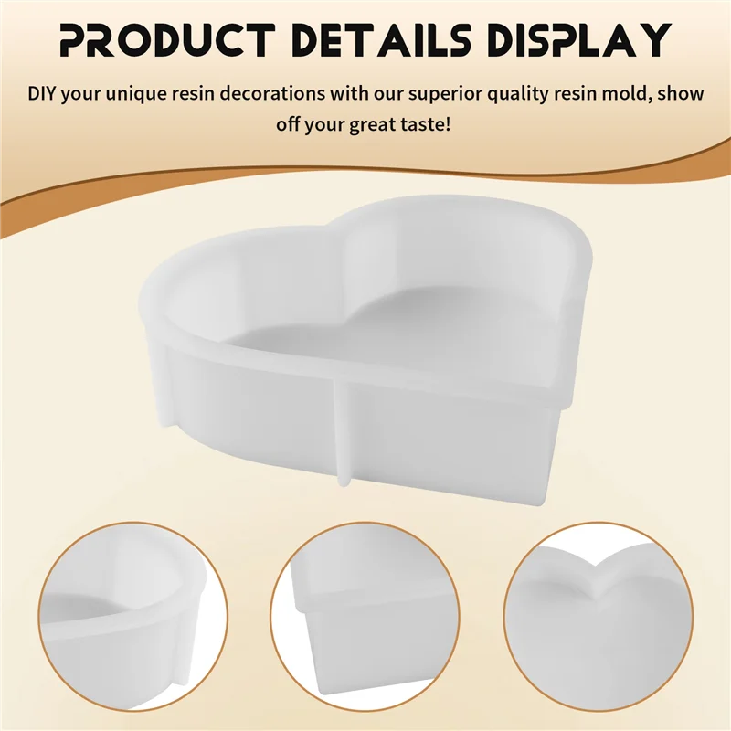 AC23-قوالب سيليكون كبيرة للراتنج، قالب راتينج القلب، قوالب راتنجات الايبوكسي للحفاظ على الزهور، صب فني من الراتنج