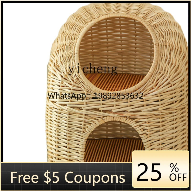 

Xl Rattan Cat Nest Warm Nest Wicker Cat House Villa Removable and Washable Cat Pad