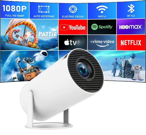 Imagen 2 del producto HY300pro WIFI teléfono móvil misma edición de pantalla hogar sala de estar HD inteligente 4K cine en casa enfoque automático Android proyector portátil