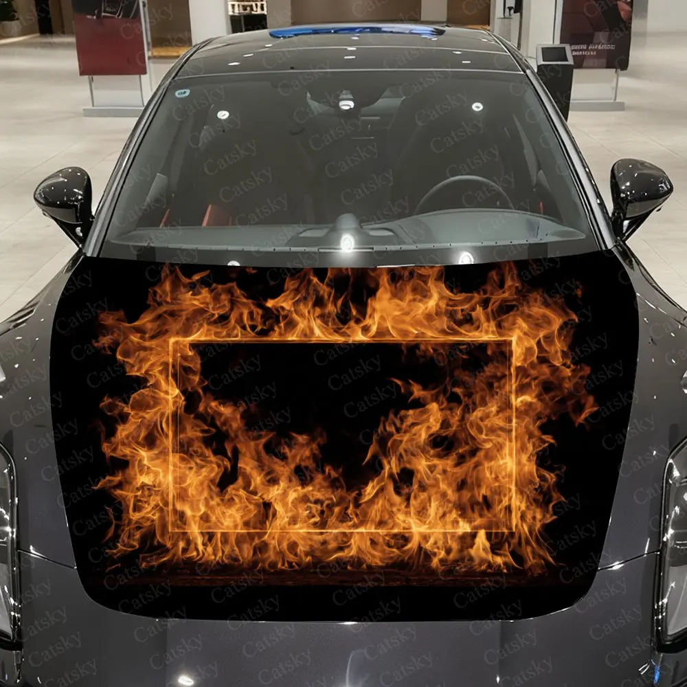 

Flame Car Hood Sticker, PVC Waterproof Self-adhesive Scratch Resistant Car Decoration, Specifically Designed For Trucks And Cars