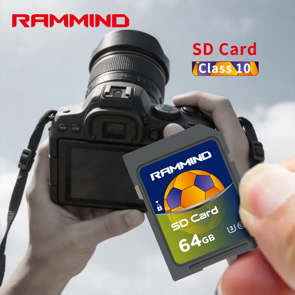 RAMMIND 1PC SD Football Memory Card Memory Card Classe 10 Capacity Camera 128GB 64GB 32GB 16GB For Recording the FIFA World Cup