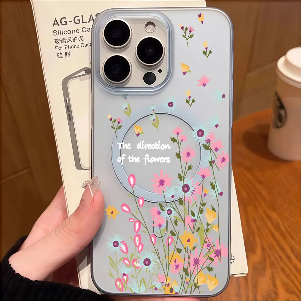 Phone Case For Samsung Galaxy S26 S25 S24 S23 Plus FE Ultra A57 A37 A36 A16 A56 A55 A06 For MagSafe INS Florals PC Matte Cover