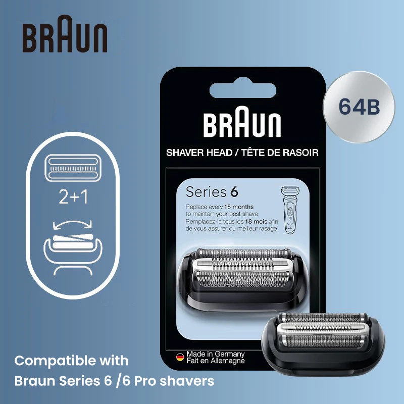 Braun 64B Shaver Blade Sensitive Skin-guard Foil Cutter Shaver Head Refill For Braun Electric Shaver Series 6 / 6 Pro