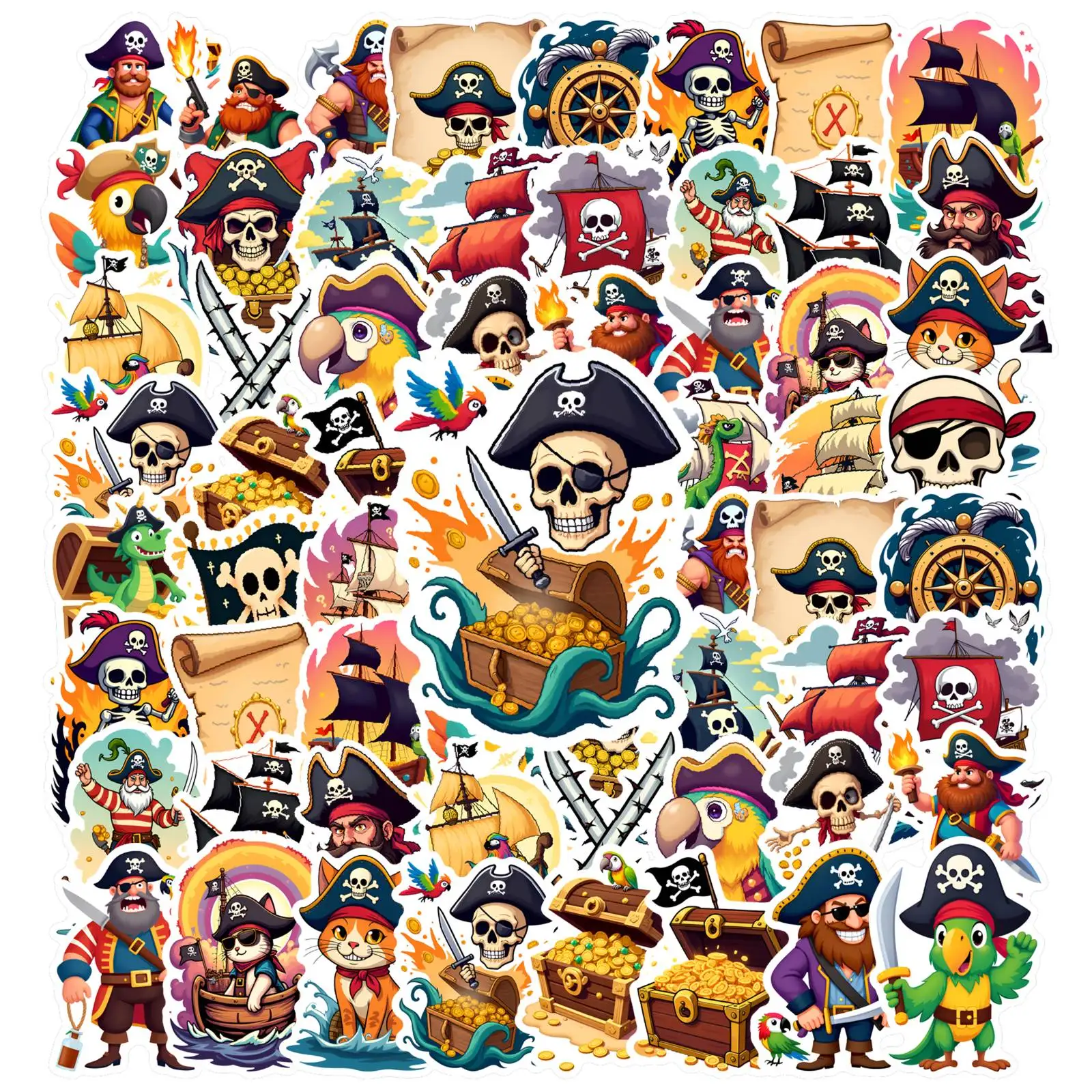 

Набор наклеек «Морские приключения» (35-50 шт.): причудливые морские стикеры для ноутбуков, багажа и скрапбукинга