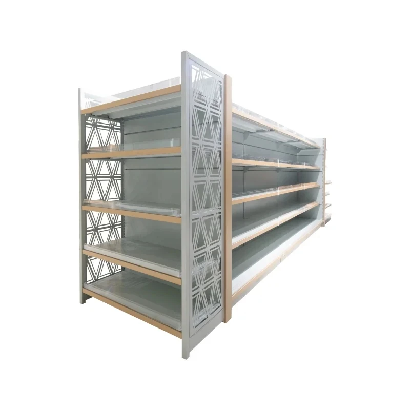 custom.Modern Heavy Duty Metal Supermarket Shelving System 5-Shelf Grid Design Quick Installation Detachable Gondola Shelves