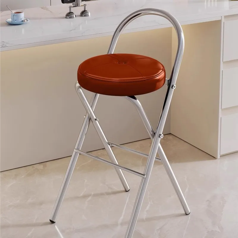

MOMO Retro Foldable Bar Stool In The Middle Of Ancient Style Retractable High Stool Light Luxury And High-end Backrest Chair