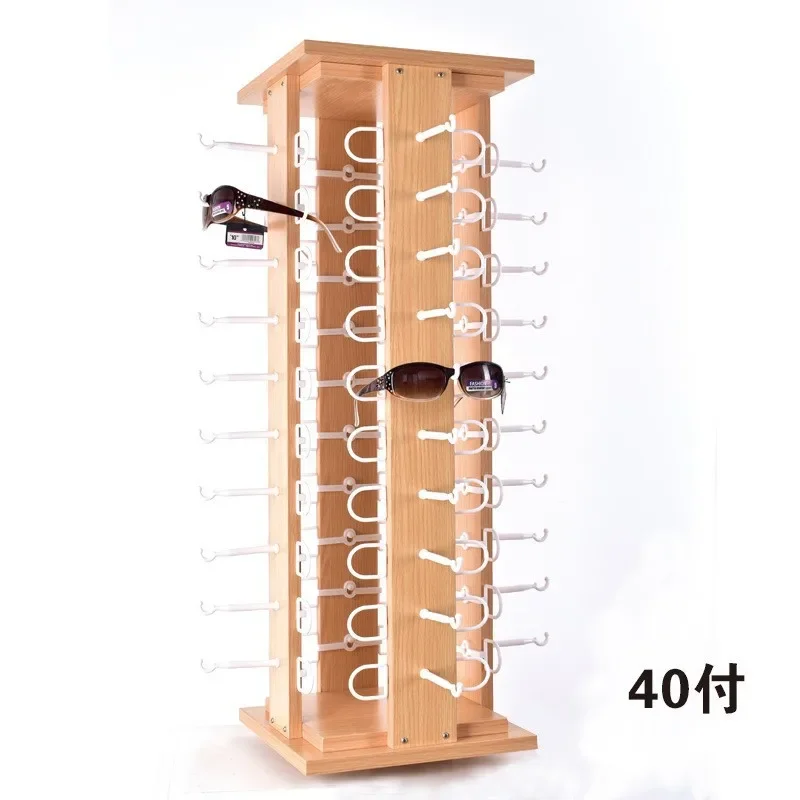 New glasses display stand, sun frame, creative rotating floor bracket, wooden paint sunglasses display shelf