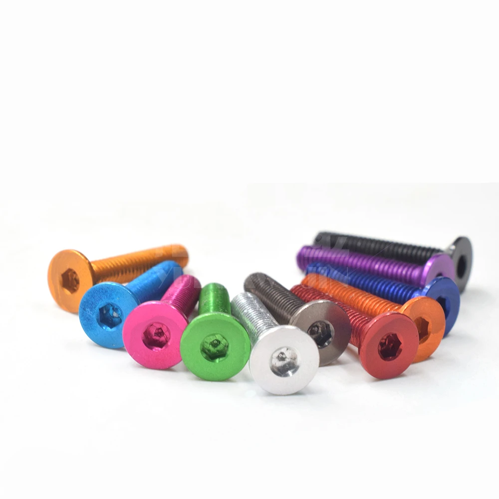 10 Stück M3 Aluminiumlegierung 7075 Flachschrauben DIN7991 M3 * 6/8/10/12/14/16/18 mm Innensechskant-Senkkopfschrauben Bolzen eloxierte Farbe
