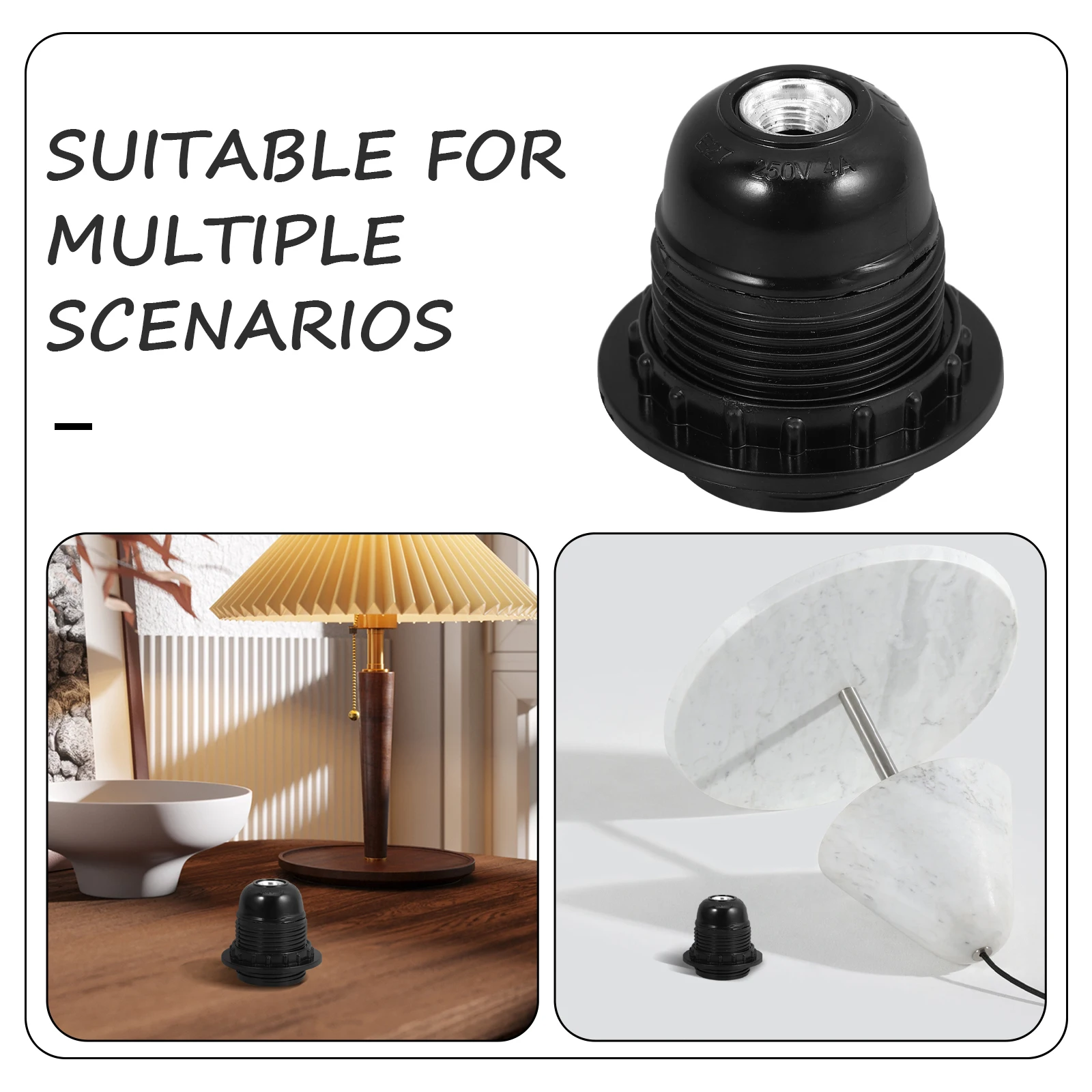 

5pcs E27 Lamp Base Holder Black Socket Light Fixture Parts Household Pendant Desk Floor Lamp Socket Replacement LED