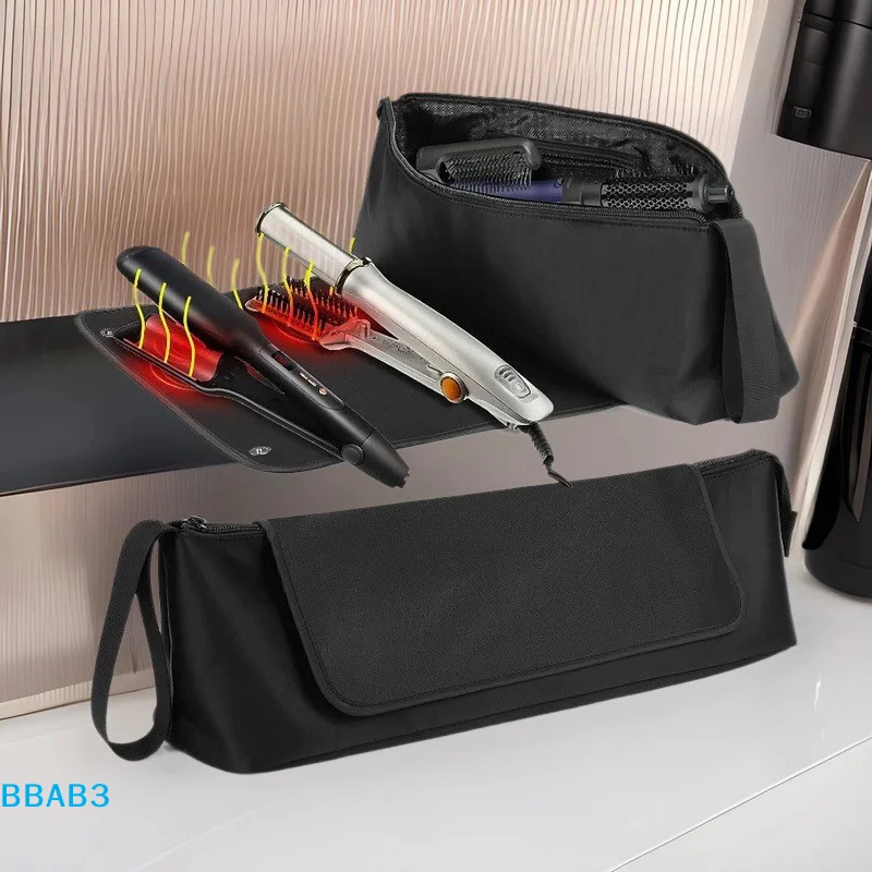 【B】2-in-1 Hair Tools Travel Bag For Flat Irons, Straighteners, Curling Iron, And Haircare Accessories, With Interior Pockets